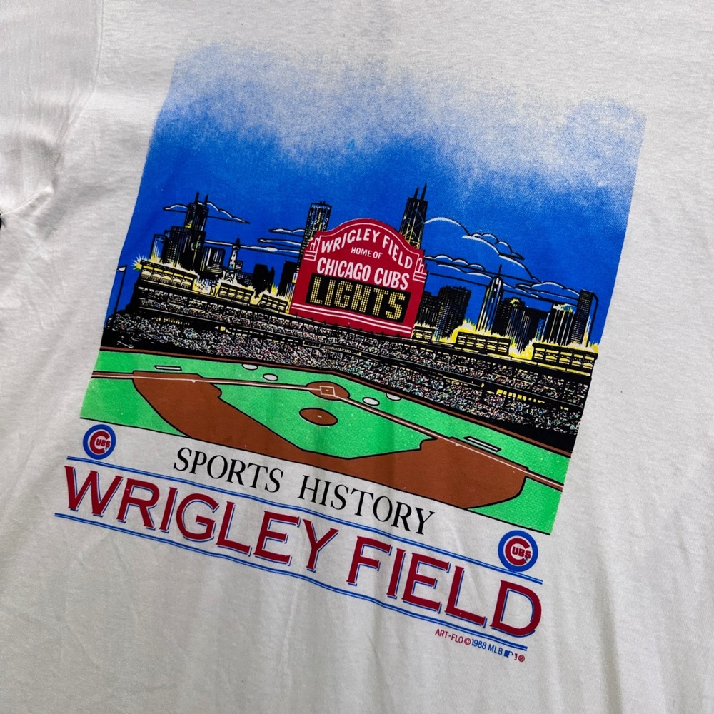 Vintage 1988 Chicago Cubs Wrigley Field Lights Shirt Men Large Single Stitch NWT - Picture 2 of 9